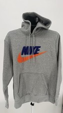Nike Men's Club Fleece Pullover Hoodie Grey/Safety Orange FN3104-063 Size M 85