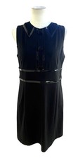 Michael Michael Kors Black Sleeveless Sheath Dress Patent Trim Mod Career sz 10