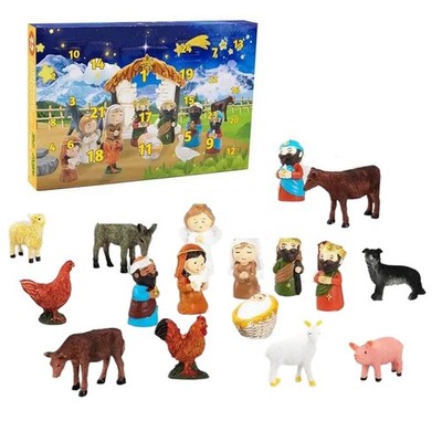 Christenkalender Religiöser Krippenkalender Crème Set5493