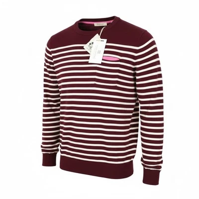 Scotch & Soda Ams Couture Hommes Sweat S Violet Coton Rouge Laine Rayé - Photo 1/4
