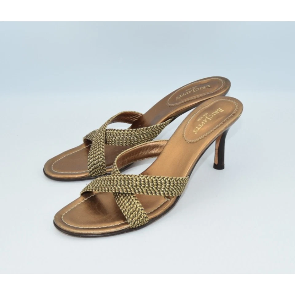 Sandalias ERIC JAVITS New York de tacón dorado con tiras talla 8N Foto 3 de 4