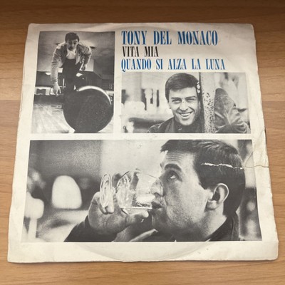  VINTAGE VINYL PLATTE 45 UMDREHUNGEN TONY DEL MONACO - MEIN LEBEN - WENN DER MOND AUFGEHT