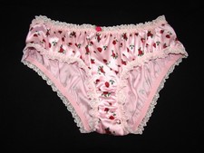 Sissy Pink Roses Satin bikini floral panties Sz 9 Lace