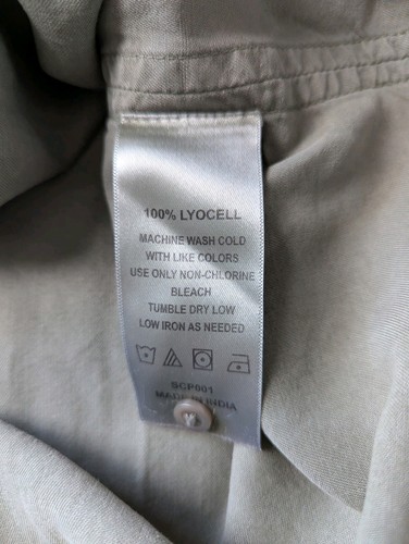 Quince Vintage Wash Tencel Camp Shirt Button Front Top Large Olive - Picture 11 of 13