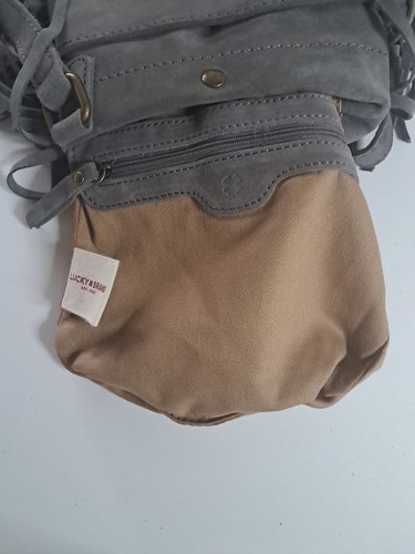 Lucky Brand Rickey Suede Crossbody With Fringe Grey Slate Boho Hippie - Picture 5 of 6