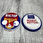 Vintage Big Top & Kroger Peanut Butter Jar Lids Tin Litho 2pc Lot 11 & 9.5 Ounce