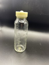 Vintage Evenflo Glass Baby Bottle Yellow Cap 8oz Embossed Measurements
