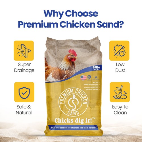 Premium Chicken Sand, Odor Eliminating Bedding for Coops, 50 Lb Bag, 2 Pack - Picture 5 of 10