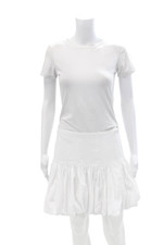 Cinq Sept Women's Hook Closure Lined Bubble Hem Mini Skirt White Size 8