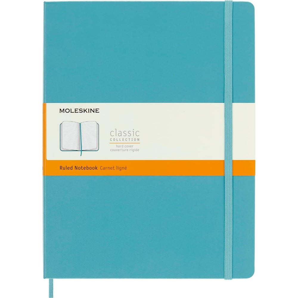 Moleskine Classic Notebook Reef Blue Extra Large Hardcover Plain Elastic Closure