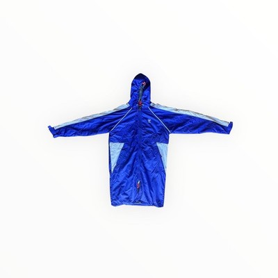 TYR Alliance Team Parka Blue And Whitehooded Lined Swim Coat  Size XS 