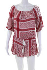 Surf Gypsy Womens Geometric Print Off Shoulder Romper Red Size S — photo 1
