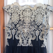 Chetcuti Black & Gold Embroidered Lace Cocktail Dress – Size M – Formal Evening