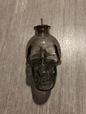Glass Skull Head Shaped Bottle with Real Tumbled Polished Crystal