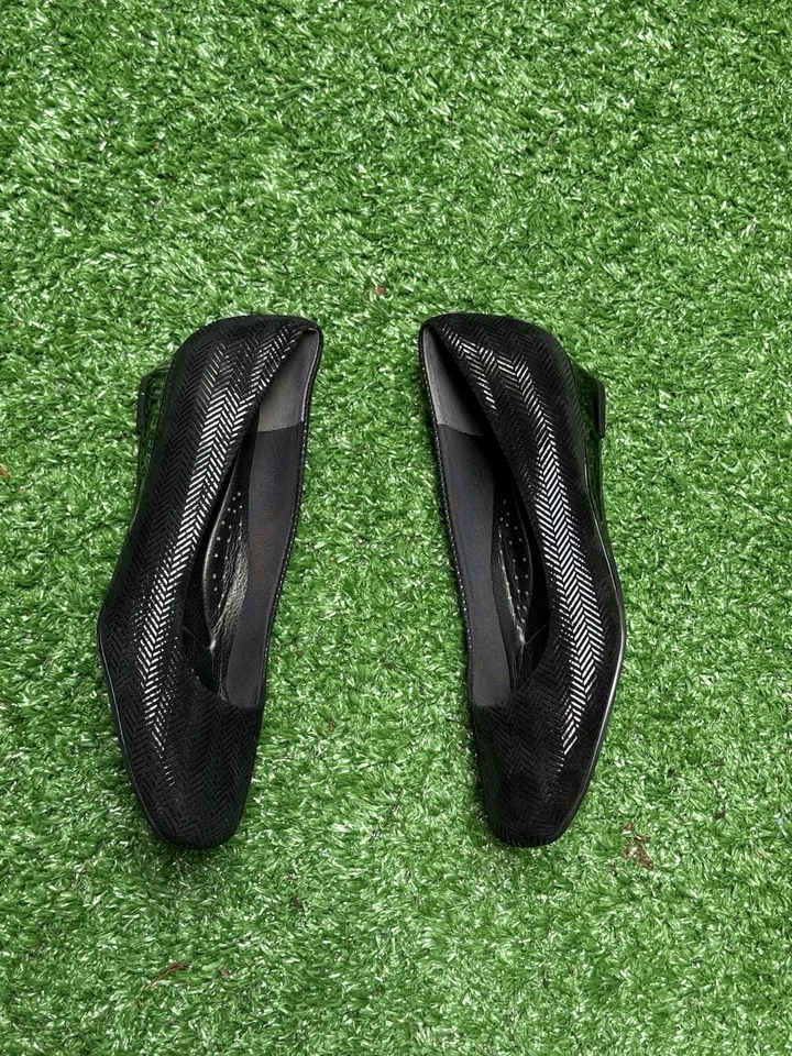 Trotters Lauren黑色麂皮绒人字形图案女式6.5楔形鞋跟舒适 — 第 4/4 张图片