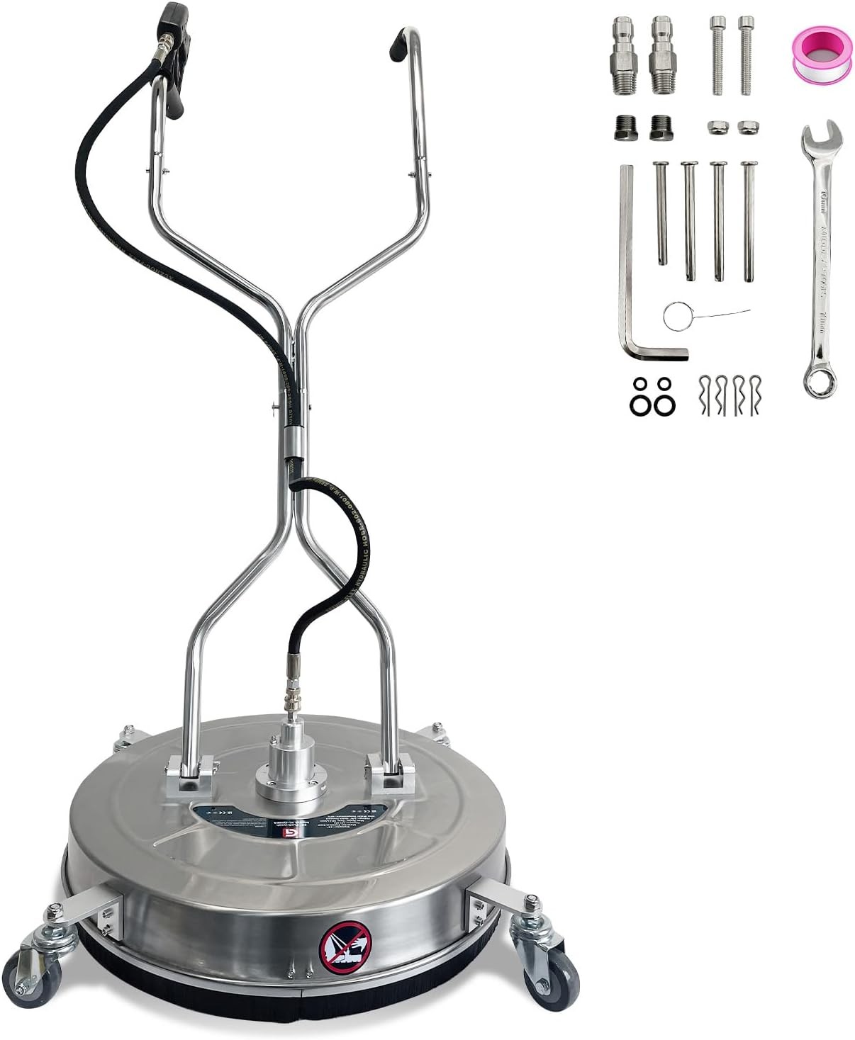 20" Pressure Washer Surface Cleaner 4600PSI w/ Handles & Wheels Stainless Steel