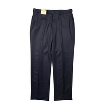 Roundtree  Yorke Pants Mens 38 Navy Easy Care Flat Front Easy Care Dress Chino
