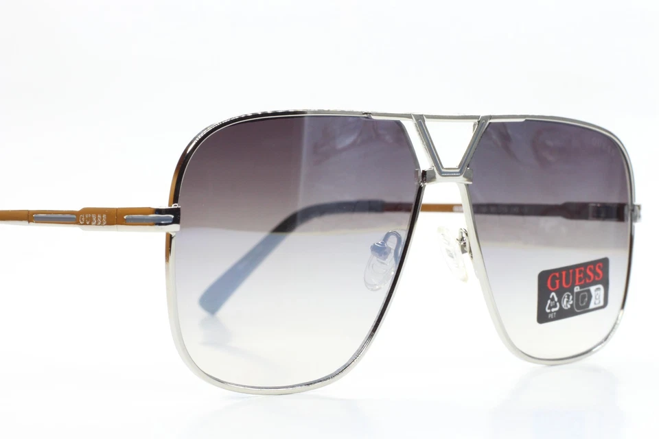 Guess GO00066 10B 银色闪光镜渐变金属豪华意大利太阳镜 — 第 3/4 张图片