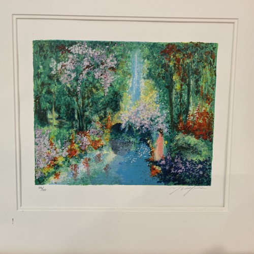#125/350 Yuval Wolfson Impressionist Druck signiert Garten gerahmt Passepartout 20 Zoll x 20 Zoll - Bild 2 von 9