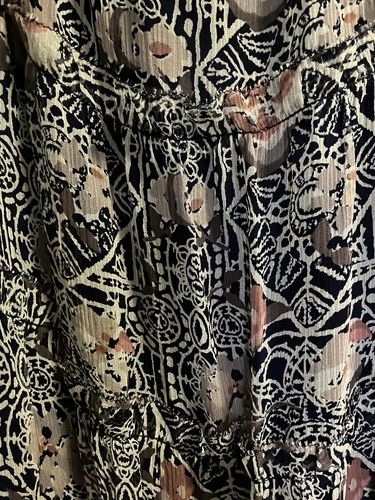 Juicy Couture 100% Silk Maxi Dress Boho Floral Mosaic Batik print Off Shoulder - Picture 16 of 16