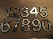 Number 0 Polished Stainless Steel on Black Plastic Background 63mm with screws