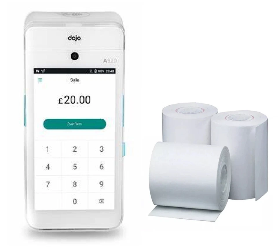Replacement Receipt Paper for Pax A920, A920 Pro Dojo Payment Device, 20 Rolls