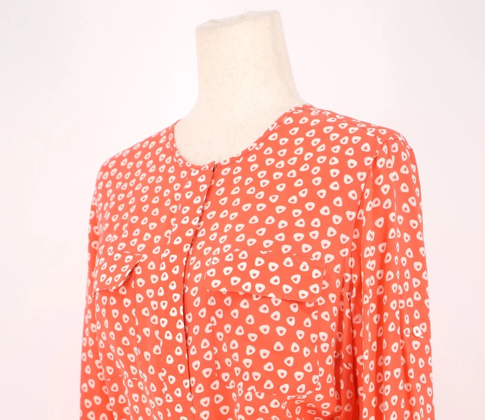 J. MCLAUGHLIN 100% Silk Half Placket Long Sleeve Dress Orange Size M - Image 3 of 4