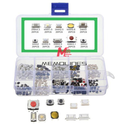 250Pcs 10 Models Car Remote Control Key Touch Switches Tactile Push Button