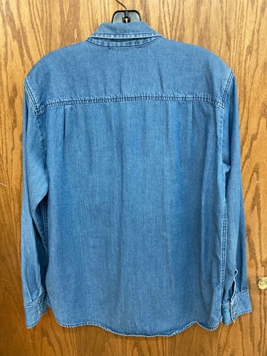 Michael Kors Long Sleeve Denim Shirt Logo Snaps Front Pockets Size Medium - Picture 7 of 9