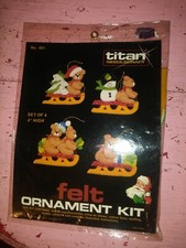 NEW Titan Needlecraft felt Christmas ornament kit sleighing holiday bears craft