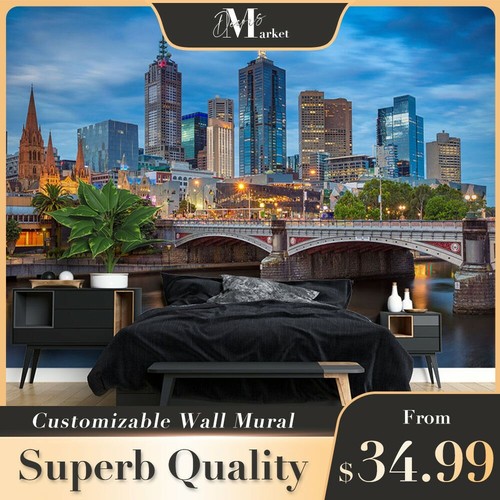 Melbourne Yarra City Landmarks 3D Wall Mural Australia Bedroom
