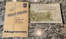 Magnavox Solid State Portable Stereo Vintage Magnasonic Operating Instructions