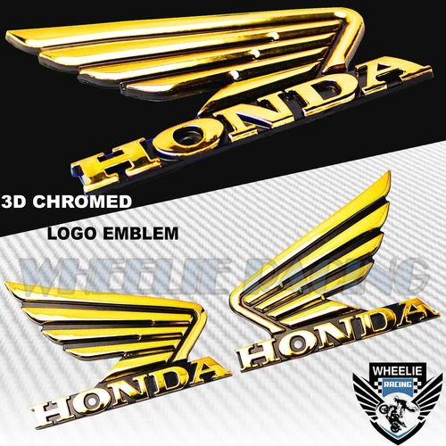 3.5" 3D ABS BLACK&CHROME GOLD LETTER WING LOGO DECAL EMBLEM TANK/FENDER STICKER - Foto 4 di 4