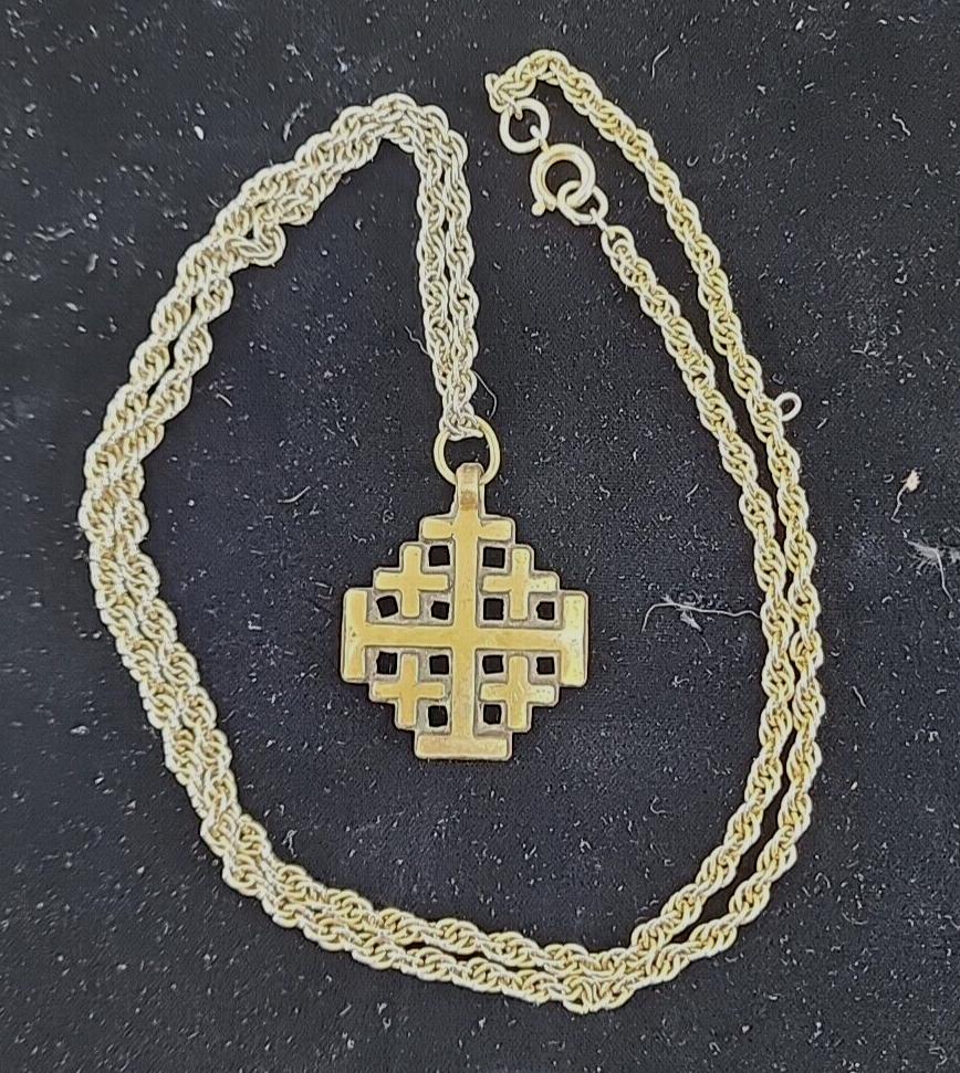 1960’s～★イスラエル陸軍★ 戦闘工兵 Necklace VTG Terra Sancta Guild 1966 Israel Cross Necklace Pendance