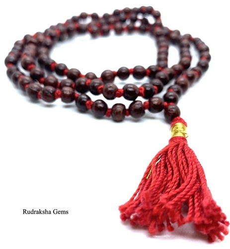 COLLAR HINDÚ TULSI ROJO TULASI KRISHNA JAPA MALA ROSARIO 108 CUENTAS ORACIÓN YOGA - Imagen 5 de 5