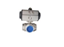 3 Way Pneumatic Actuated Ball Valve NPT 2" Double Acting Stainless Steel