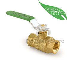 1/2" NPT Threaded Lead-Free Brass Ball Valve, Full Port, 600psi WOG