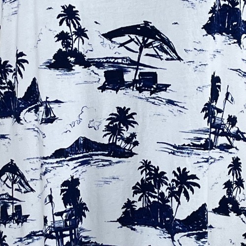Tommy Bahama Maxi Sun Dress Small Long Racer Back Tank Blue White Palm Trees - Picture 6 of 9