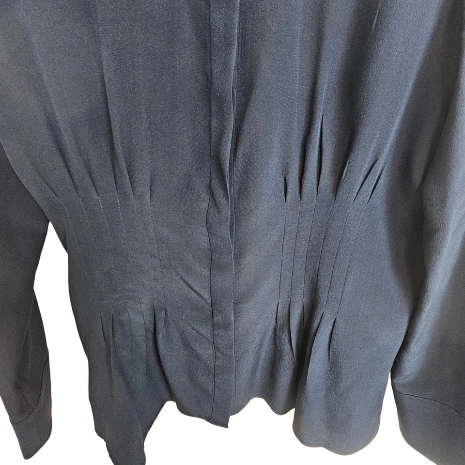 Blusa Club Monaco Blusa de Seda Mujer M Azul Manga Larga Blusa Mujeres Prenda para el torso de Seda Foto 3 de 4