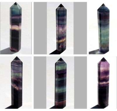 Fluorit Obelisk Spitze mehrfarbig geschliffen, 60-67 mm, 21-26 g., Einzelauswahl