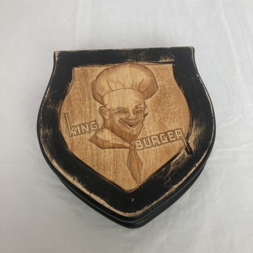 Cool Vintage Chef King Burger Wooden Hamburger Press Restaurant Decor