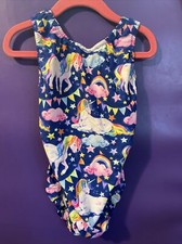 Foxy  s GYMNASTICS dance LEOTARD medium large 10 UNICORNS RAINBOWS FOXY foxy's