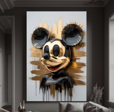 LEINWAND BILDER BIS 170x110x5 3D-FIGUR MICKY-MAUS WANDBILD MODERN URBAN GRAFFITI