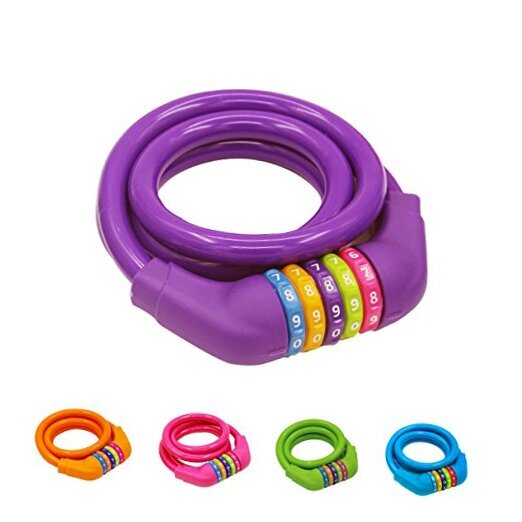  Bike Lock Cable - 4 Feet Resettable Cable Lock - Self Coiling 5 Digit 