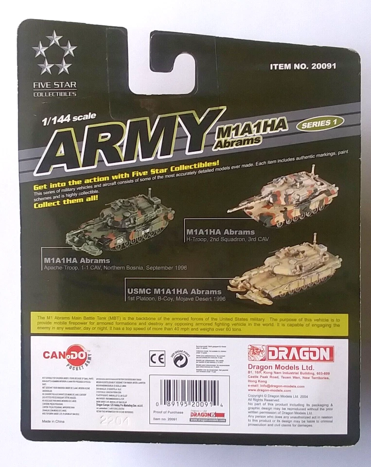 Tanque de batalla principal Cando Five Star M1A1HA Abrams escala 1:144 RARO todavía nuevo en caja Foto 3 de 3