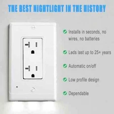 High Quality Durable Outlet Cover Square Wall Plate LED Night Light Cover Sensor