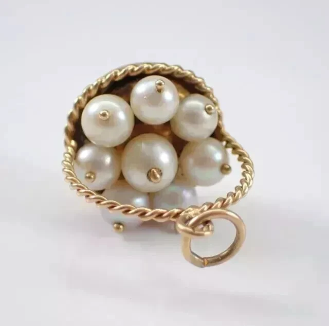 2Ct Round Lab Created White Pearl Basket Pendant 14K Yellow Gold Plated 18 Chain - Image 3 of 4