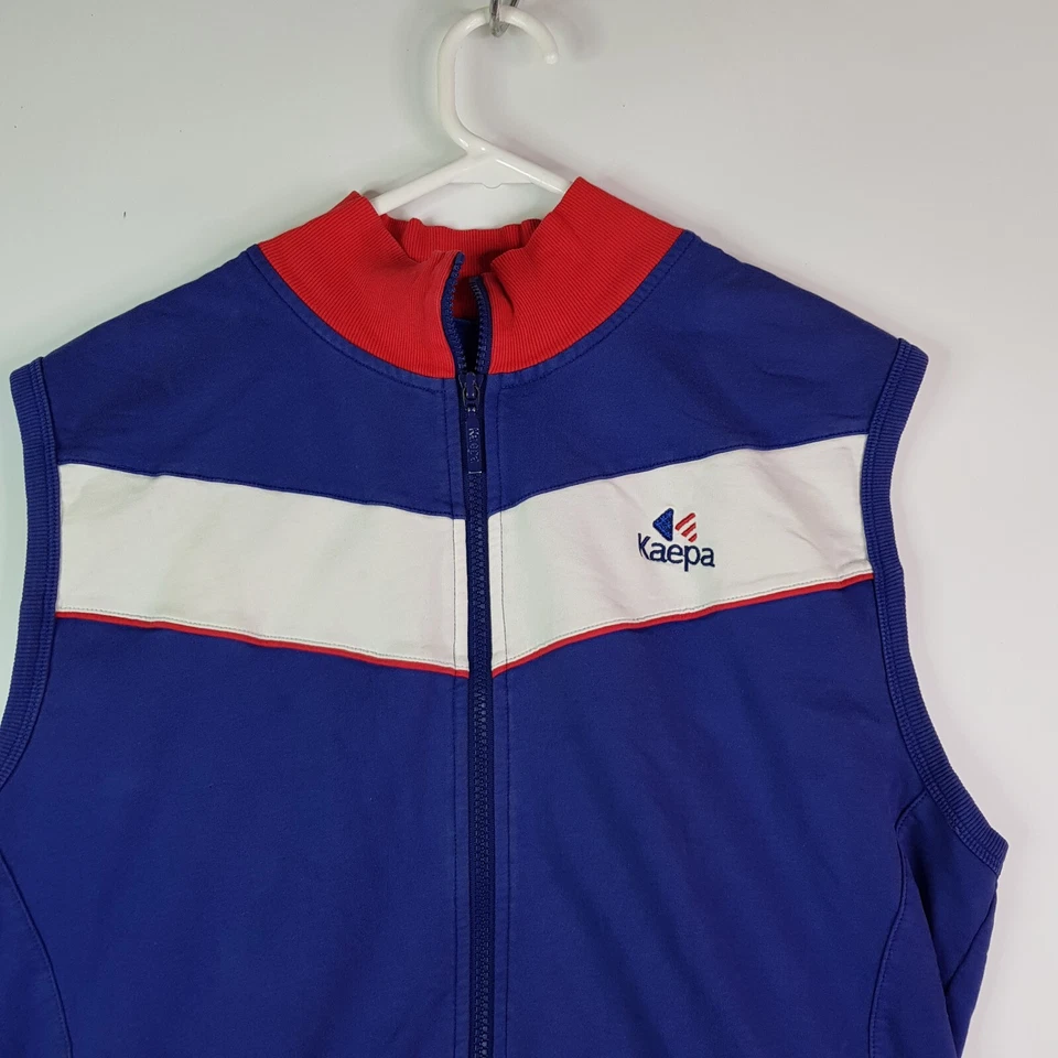 Chaqueta Chaleco Kaepa EE. UU. De Colección Años 90 Para Hombre XL Azul Rojo Bolsillos Bordados Cuello Alto Foto 2 de 4