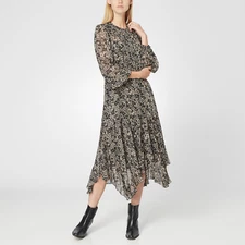 Isabel Marant Etoile Womens Floral Printed Lizete Pleated Flared Midi Dress S 34