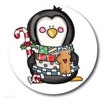 Whimsical Christmas Penguin Scrapbook Stickers Holiday Envelope Seals
